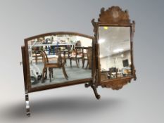 A walnut Chippendale style wall mirror,