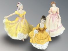 Three Royal Doulton figures 'Coralie' HN2307, 'Ninette' HN2379 and 'Yours Forever' HN3354.