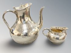 A Victorian teapot and matching cream jug, Joseph, Albert, Horace & Ethelbert Savory, London 1880,