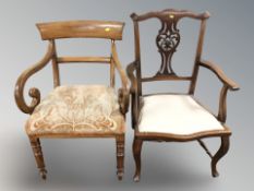 Two 19th century mahogany armchairs.