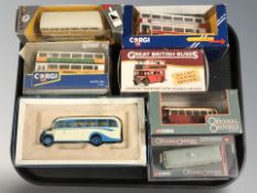 A group of Corgi and Atlas Editions die cast scale model buses, as illustrated.