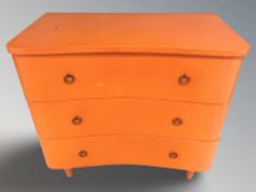 A 20th century continental painted three drawer low chest, 72 cm x 38 cm x 68 cm.