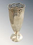 A silver vase, marks rubbed, height 15.5cm.
