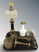 A group of continental oil lamp bases,