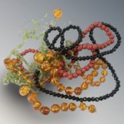 A group of necklaces,