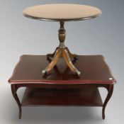 A reproduction mahogany shaped rectangular table,