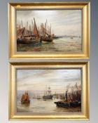 Bernard Benedict Hemy (British, 1844-1910) : Fishing Boats Moored at North Shields Fish Quay,