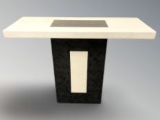 A Barker & Stonehouse high gloss marble effect console table,