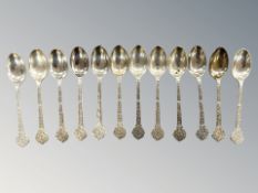 A set of twelve Elizabeth II silver teaspoons, Cooper Brothers & Sons Ltd, various dates.