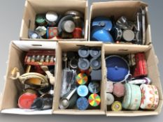 A large quantity of Scandinavian kitchen wares, a Raadvad enameled metal bread slicer, cutlery,