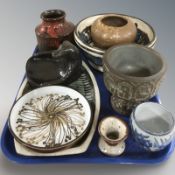 A group of Scandinavian studio pottery and stoneware items, ashtray in the form of a bear, vases,