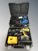 A DeWalt power drill and a Draper drill, in boxes.