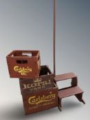 Two painted pine bottle crates,