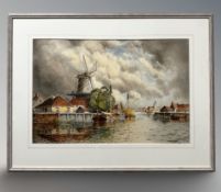 Louis Van Staaten (Dutch, 1836-1909) : Monnikendam, watercolour, 40 cm x 60 cm.