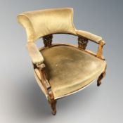 A Victorian walnut occasional chair,
