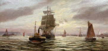 Bernard Benedict Hemy (British, 1844-1910) : A Tug Boat and Other Shipping at The Mouth of The Tyne,