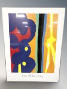 An Ernst Wilhelm Nay gallery print, 95 cm x 73 cm.