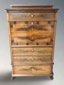 A 19th century continental walnut secretaire cabinet, 102 cm W x 50 cm D x 160 cm H.
