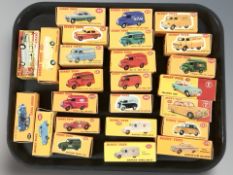 A collection of reproduction Dinky die cast cars and delivery vans, as illustrated.