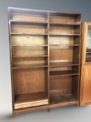 20th century teak veneered bookcase with adjustable shelves,