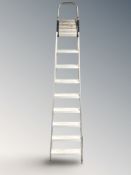 A large aluminium folding step ladder, length 2.