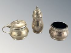 A George VI silver Lindisfarne pattern cruet, Reid & Sons Ltd, Birmingham 1939.