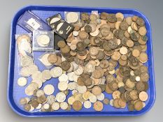 A quantity of Victorian and later coins, 1968 USA half dollar, commemorative coins, Crowns,