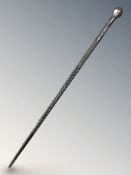 An African turned hardwood walking stick, length 83 cm.