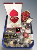 A collection of costume jewellery, stamps, gent's Sekonda wristwatch, assorted pre-decimal coins,