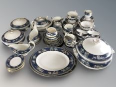 Approximately eighty nine pieces of Wedgwood Blue Siam dinner, tea and coffee porcelain.