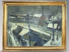 Danish School : Impressionist figures on street, oil on canvas, 57 cm x 42 cm.