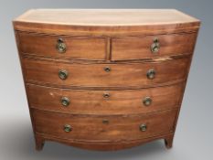 A Victorian mahogany bow front five drawer chest, 107 cm x 53 cm x 98 cm.