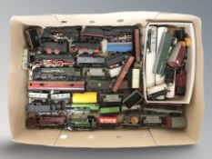 A large quantity of die cast and tin plate rolling stock, passenger cars, etc, including Hornby.