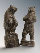 Two small Black Forest style wooden carved bears, height 10 cm.