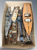 A group of scale model boats.