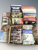 A collection of volumes relating to trains, railways, die cast models,