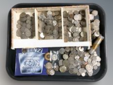 A quantity of pre-decimal coinage including several pre-1947 shillings,