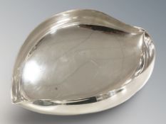 An Italian Guido Niest silver plated leaf shaped bowl, width 21 cm.
