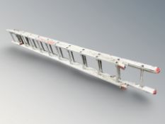 An aluminium extension ladder