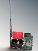 A Sundridge fishing box containing various vintage and later reels including a Penn No.