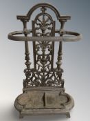 A wrought metal umbrella stand, height 50 cm.