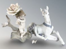 A Lladro figure of a recumbent unicorn, No.