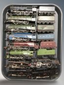 A group of die cast scale locomotives and tenders including Hornby Dublo.