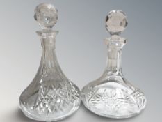 Two crystal ship's decanters, tallest 27 cm.