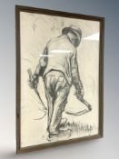 Danish School : Study of a farmer, monochrome print, 33 cm x 49 cm.