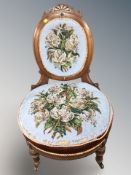 A Victorian mahogany and bead work chair