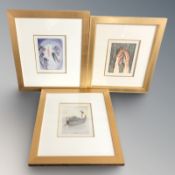 After Salvador Dali (1904-1989) : The Joy of the Blessed, coloured wood engraving, 25 cm x 18 cm,