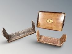 A mahogany brass mounted twin-handled serving tray,