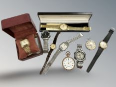 A gold-plated open face pocket watch, another signed Sekonda,