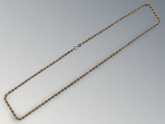 A 9ct gold rope twist chain,